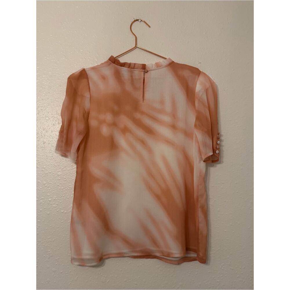 Calvin Klein Peach-Pink lined Satin Short Sleeve Blouse - Picture 5 of 7